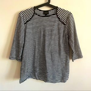 WHO WHAT WEAR Striped 3/4 Sleeve Cotton Top